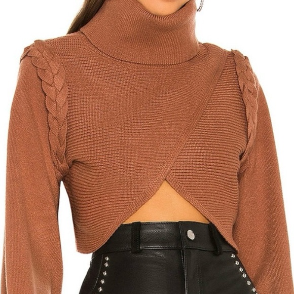 Michael Costello X Revolve Sweaters - Michael Costello x Revolve Fresia Sweater Caramel Brown XXS